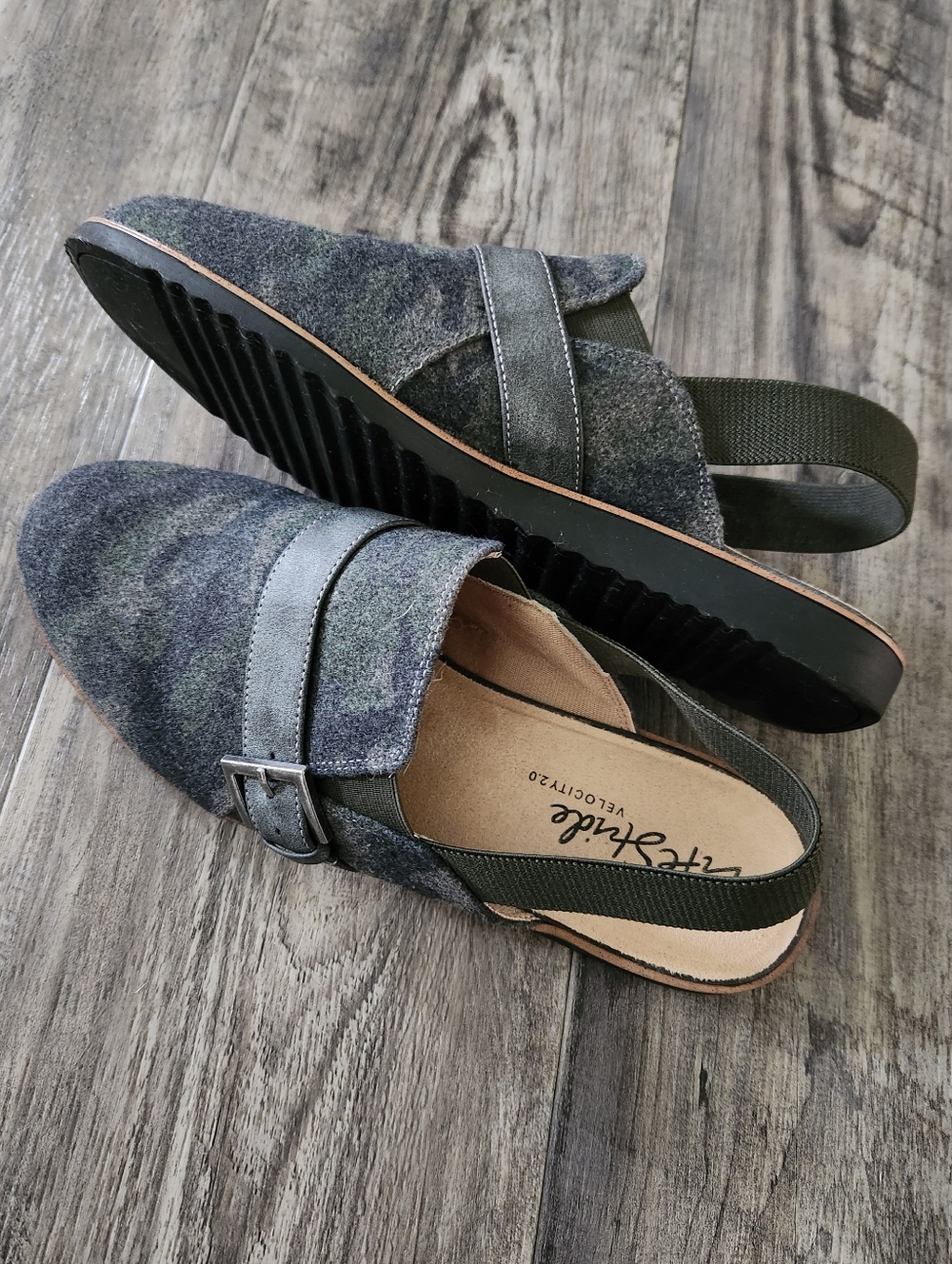 Life Stride Women's Zaida Velocity 2.0 Olive Camo Felt Slingback Mule Loafers - Picture 4 of 10